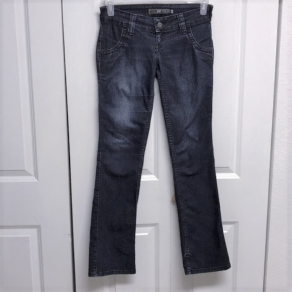 Authentic 502 Dark Blue Denim 4 Pocket Stretch Destressed Skinny Jeans Size 6 - Picture 1 of 7